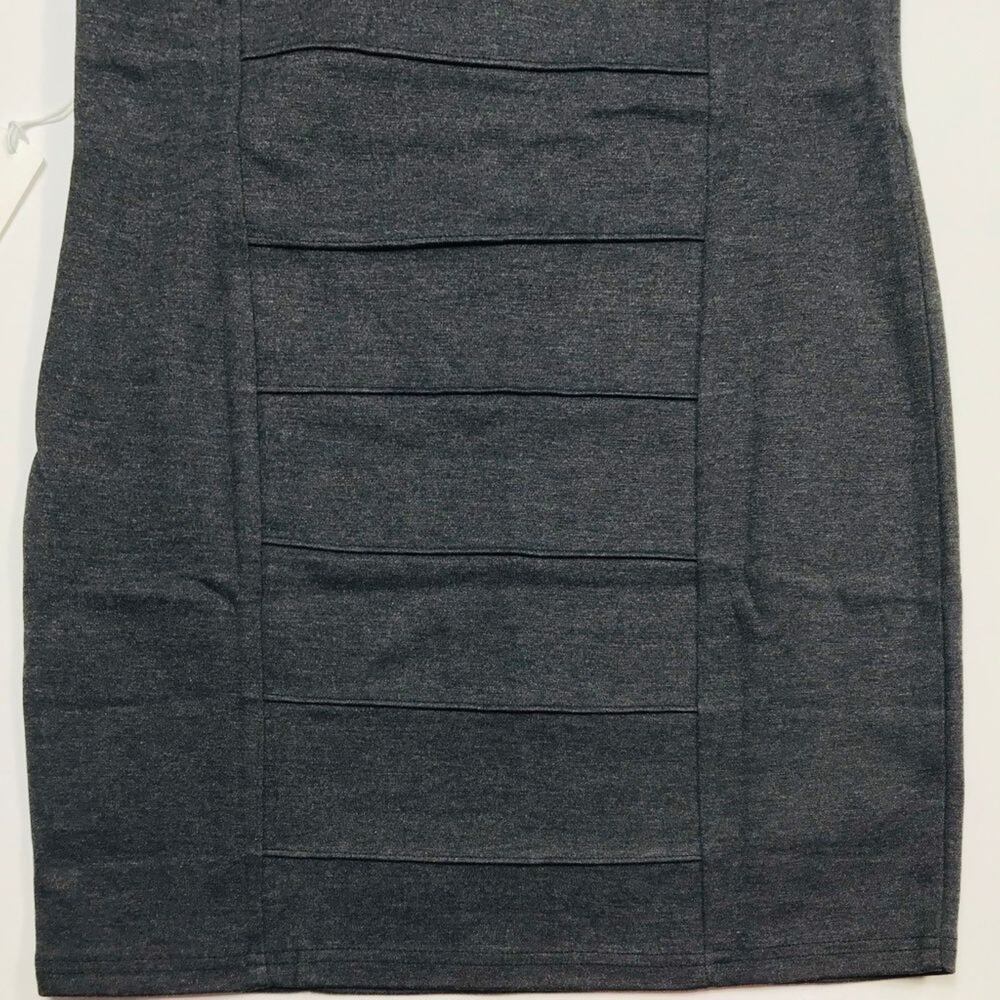 Line & Dot Stretch Pencil Mini Skirt Charcoal Gray Large - Picture 3 of 5